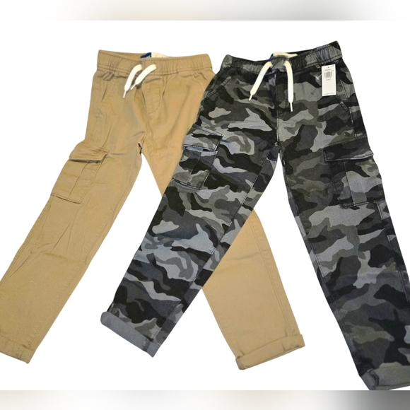 Old Navy Other - Old Navy Kids Grey Camo and Tan Slim Taper Cargo Pants 2 Pair Bundle Size 6-7